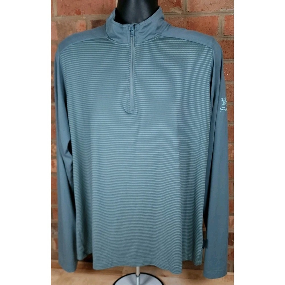 Swannies Sweater Mens Size XL Green Pullover 1/4 Zip Golf Shirt Firethorne CLT